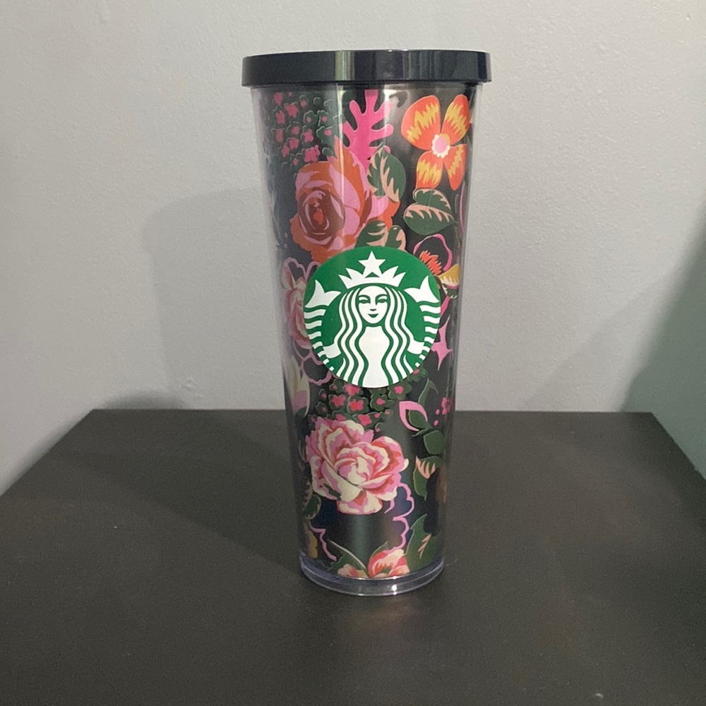 Starbucks coffee and Bando tumbler navy floral